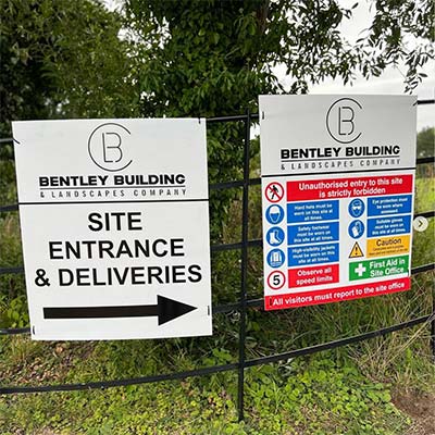 Bentley Building & Landscaping Company site signs